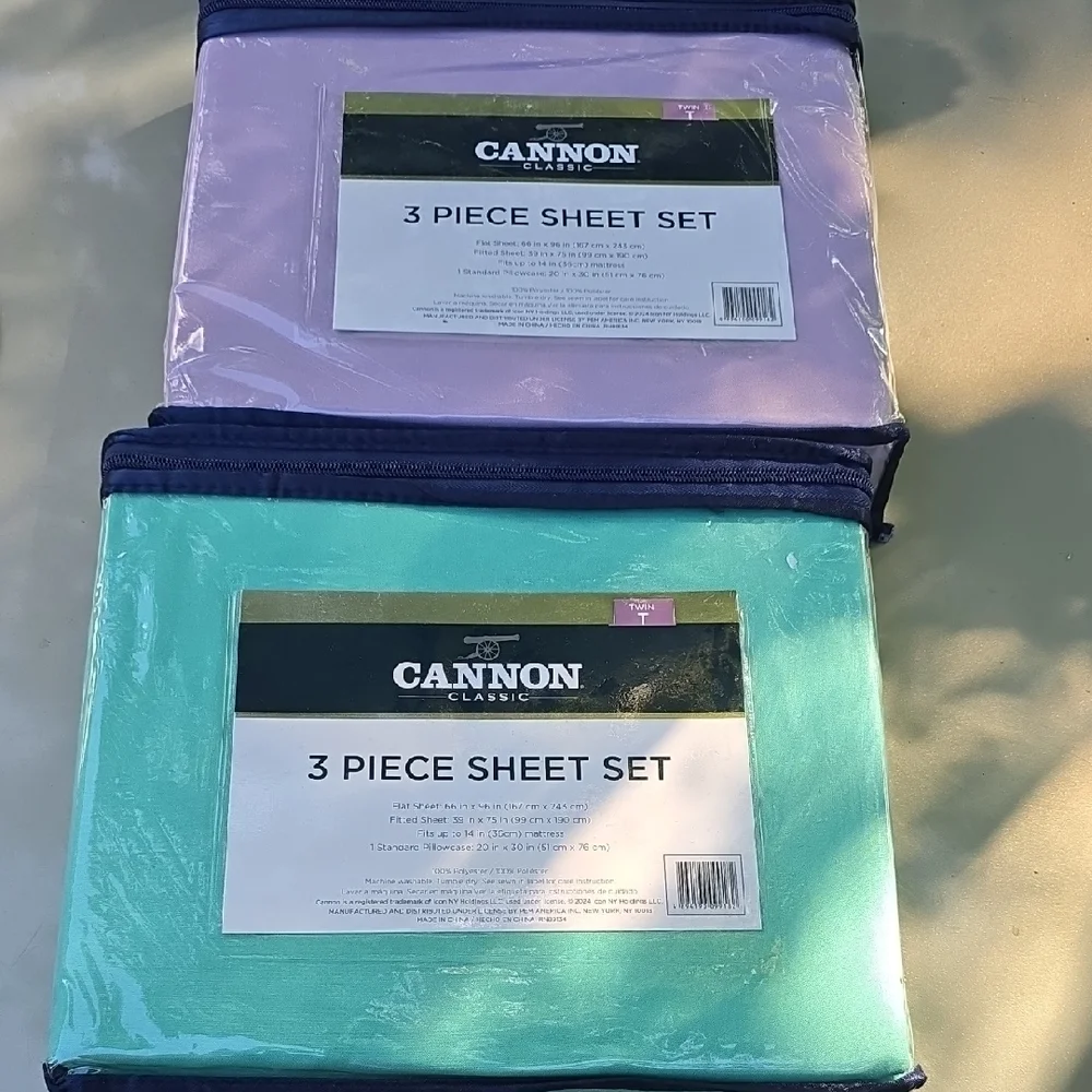 NEW Cannon Classic 3 Piece Twin Bed Sheet Set Fitted Flat & Pillow